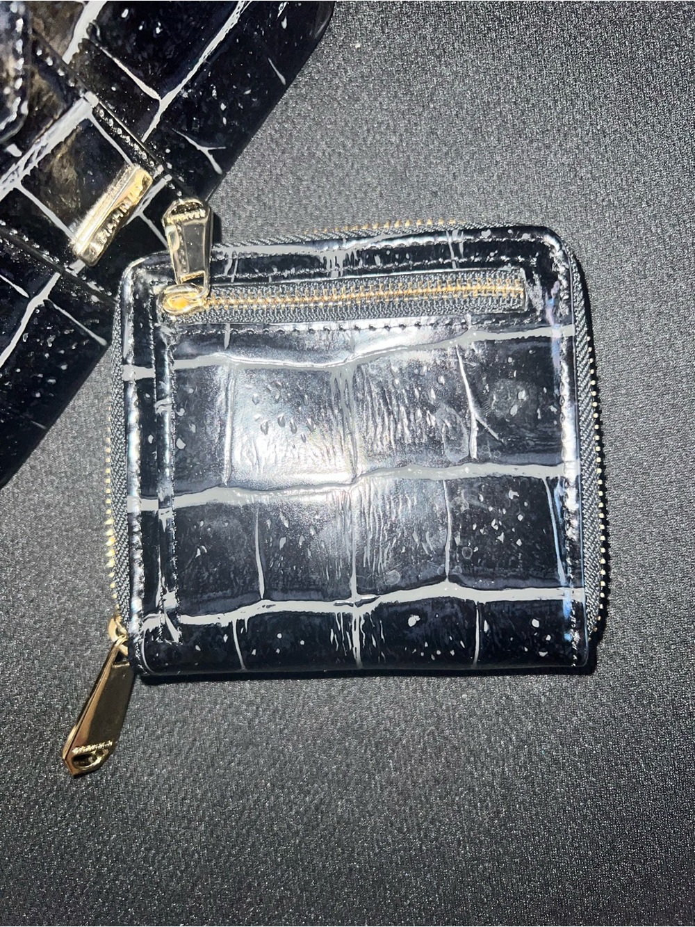 Brahmin Black Croc-Embossed Mini Bucket Bag with Coin Pouch - Picture 5 of 5
